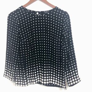 J. Crew Optic Dot Black and White Long Sleeve Top
